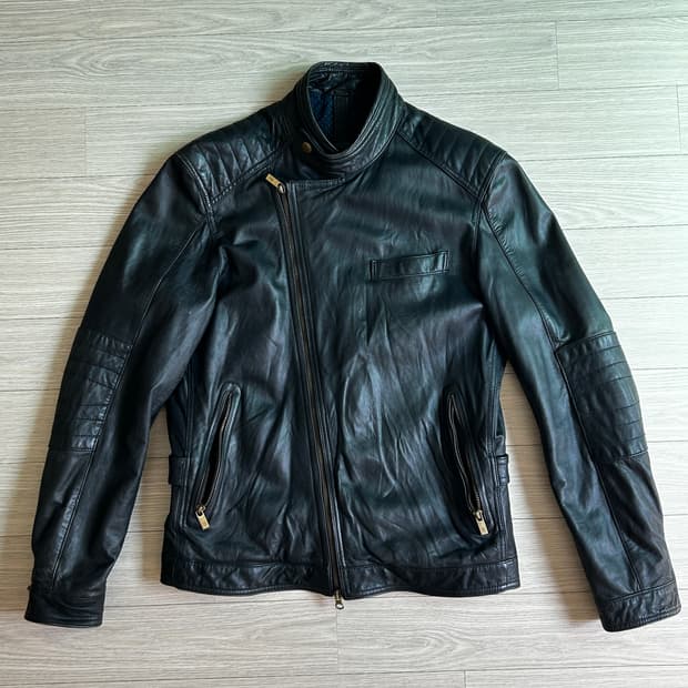 마시모두띠 사선지퍼 가죽자켓