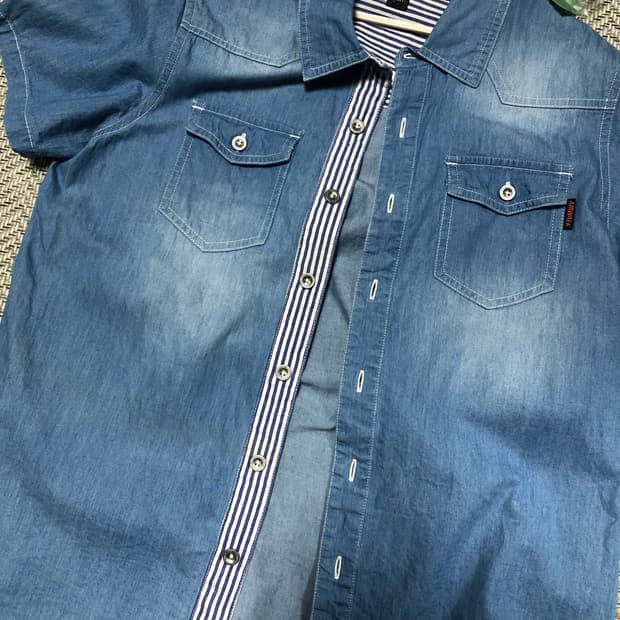 빈티지 반팔 데님 셔츠
