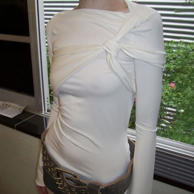 Twist Jersey Top Ivory