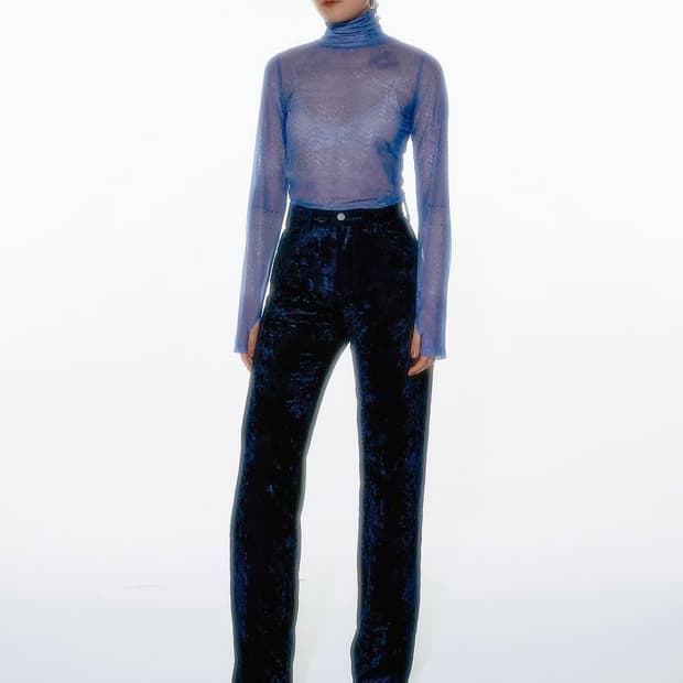VELVET BOUCLE STRAIGHT PANTS