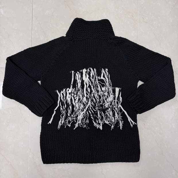 Yohji Yamamoto pour homme 백로고 프린지 가디건