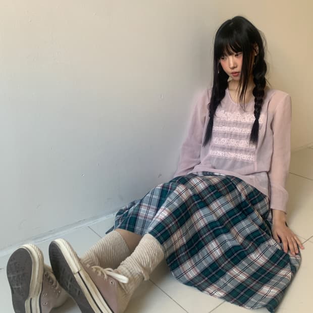 Check flare skirt
