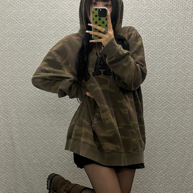 갭 빈티지 Y2K 00's 스트릿 펑크 카모플라주 후드티 K0168