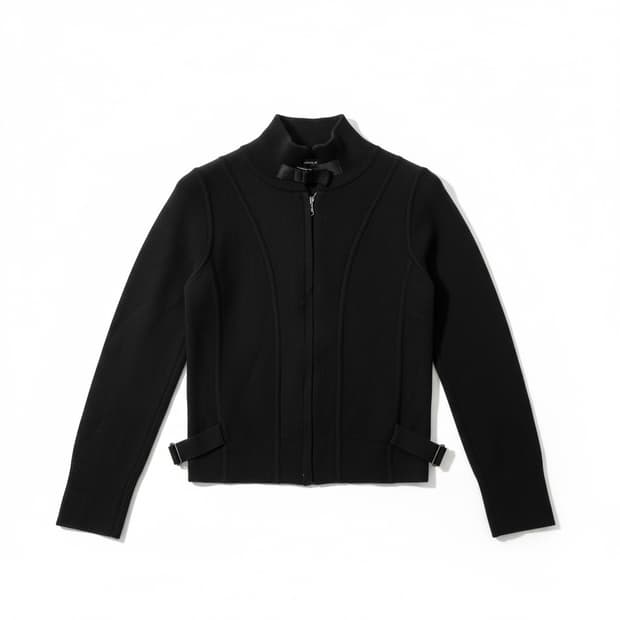 SYSTEM 블랙 니트 집업 가디건