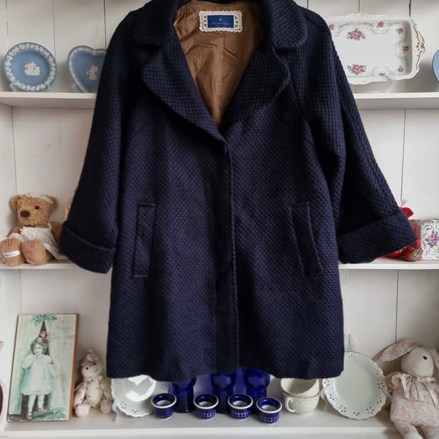 네이비 모직 코트