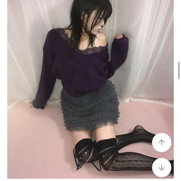 에이블리 미뮤즈씨 코제트 lace knit 레이스 니트 퍼플