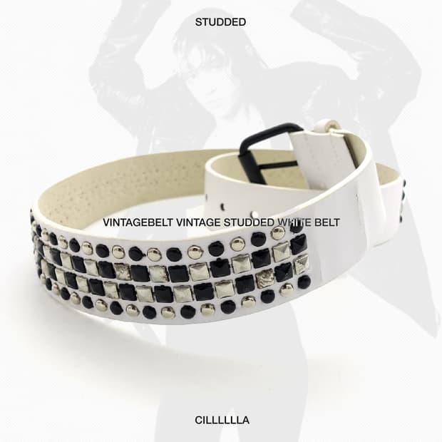 VINTAGEBELT 빈티지 스터드 화이트 벨트