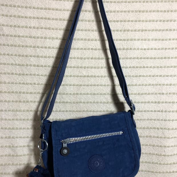 빈티지 키플링 Y2K 나일론 블루 미니 크로스백 여권가방