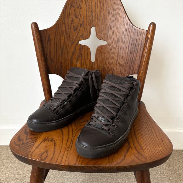 발렌시아가 아레나 다크브라운 레더 하이탑