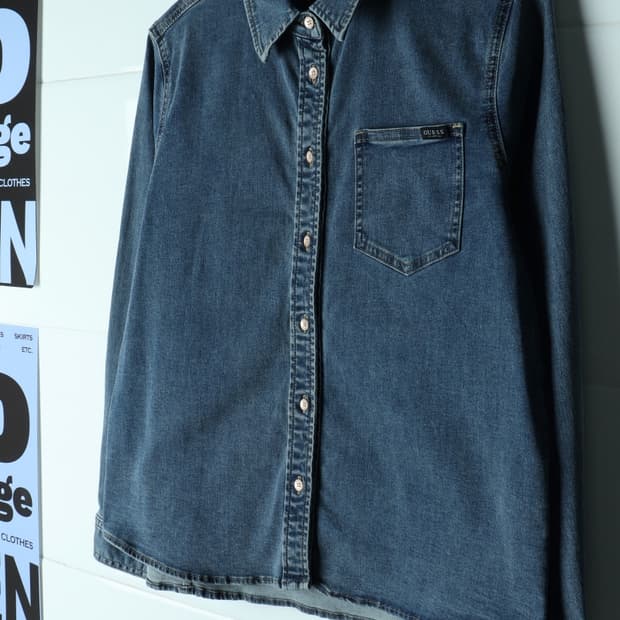W(L-XL) 게스 셔츠 남방 데님 청 무지 아메카지-H34408
