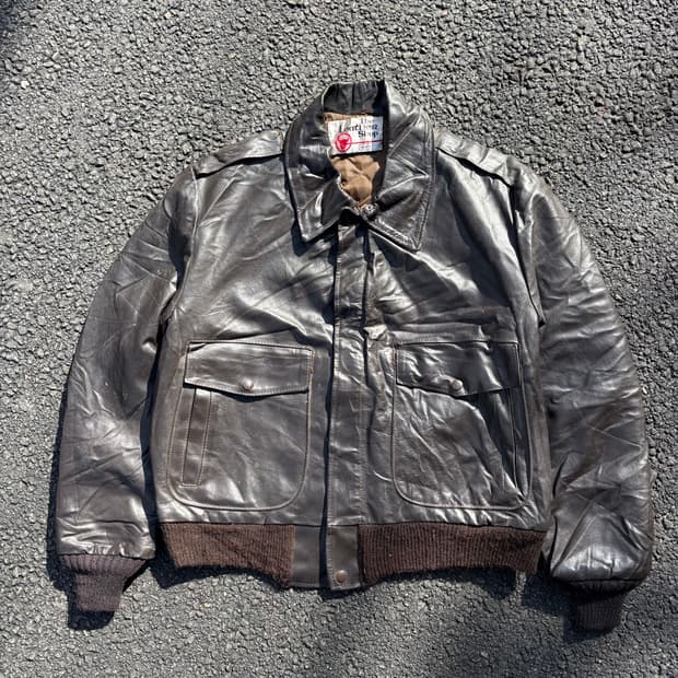 70년대 미국 시어스 더 레더샵 a-2 플라이트 자켓