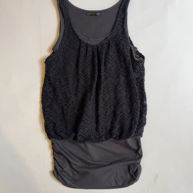 CHARCOAL CROCHET DOCKING SET SLEEVELESS