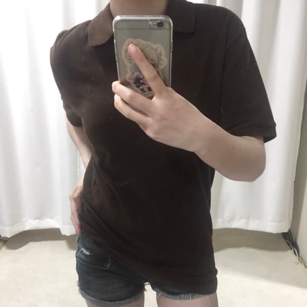 폴로 랄프로렌 브라운 카라 반팔 티셔츠