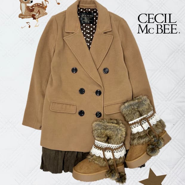 ꒰ঌ 세실맥비 라떼갸루 도트 코트໒꒱