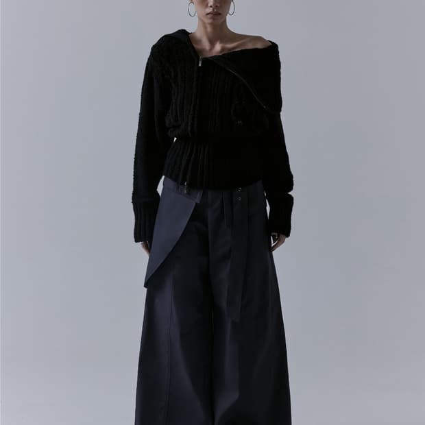 트리밍버드 투웨이 오프숄더 니트 집업