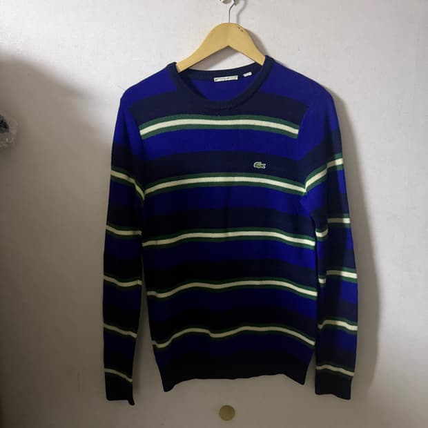 라코스테 남성 스트라이프 라운드 니트 4 (남성 95정도)