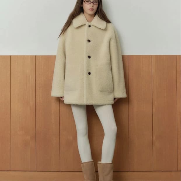 무신사 스탠다드 우먼즈 리버서블 스웨이드 무스탕 양면 코트 베이지 S