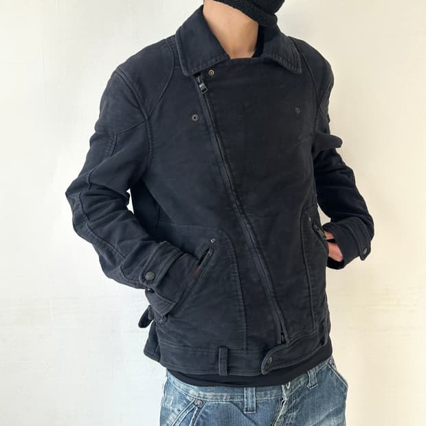 알마니 익스체인지 2000s 코튼 바이커 자켓