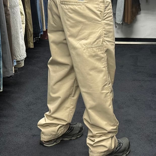 칼하트 wip 크래프터 와이드 치노 워크 팬츠 통바지 32 베이지 루즈핏