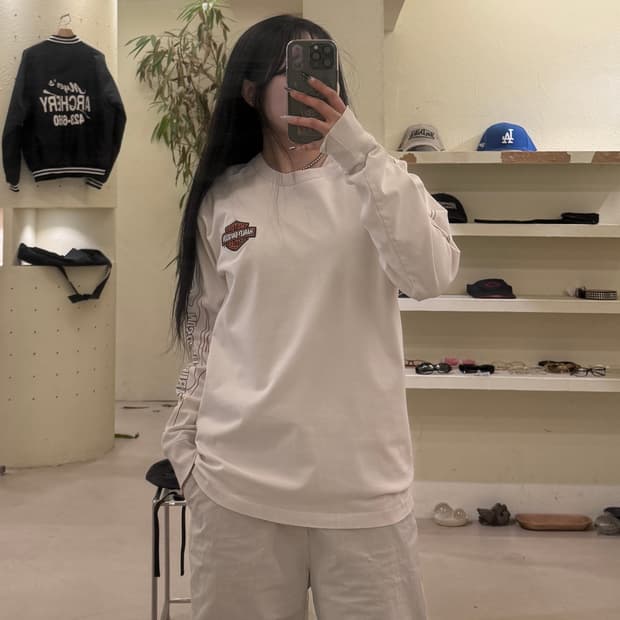 할리 데이비슨 플레임 빅로고 롱 슬리브 