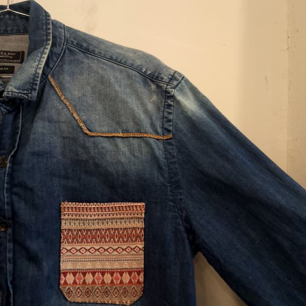 자라 보헤미안 스타일 데님 셔츠