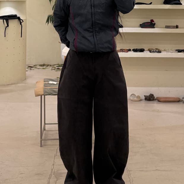 빈티지 차콜 커브드 코튼 팬츠 U563