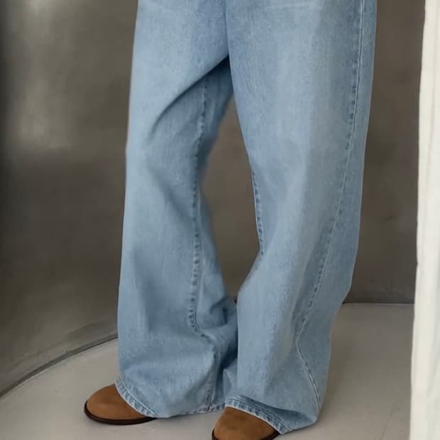 새상품 와이드 연청데님