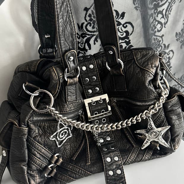 빈티지무드 스터드 벨트 펑크 체인 백