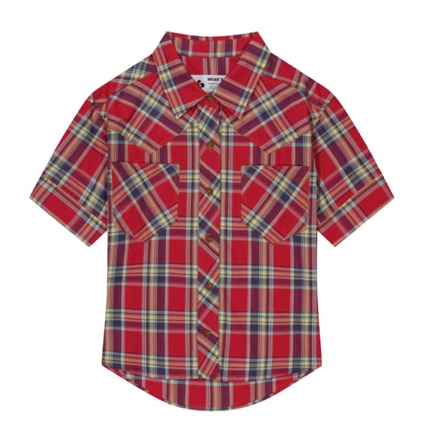 헤레틱 웨스턴 체크 반팔 셔츠 레드