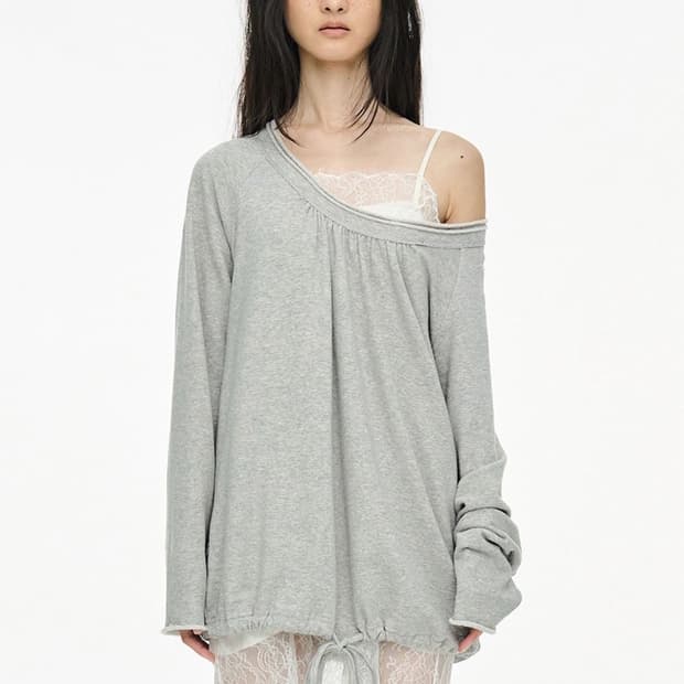 세릭 라운드 스트링 탑 그레이 Round Hem String Top