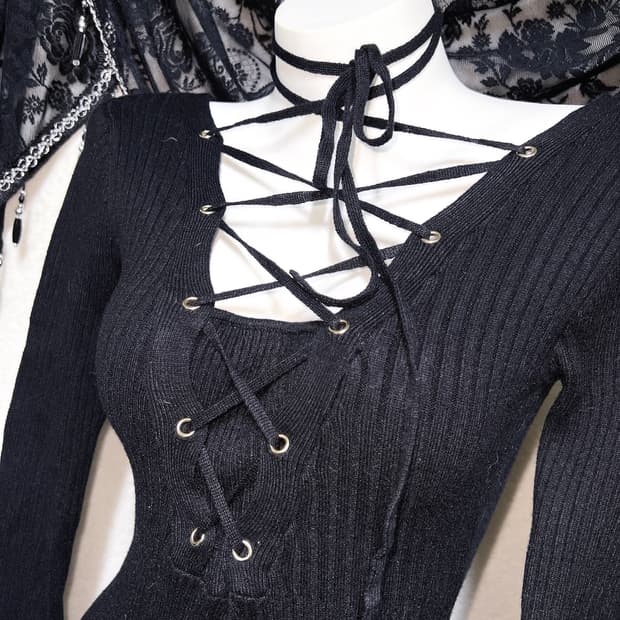 립서비스 Lip Service 오네갸루 아일렛 미니원피스 섹시 펑크 홀터