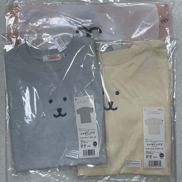 나가노마켓 농담곰 반소매 티셔츠  컬러한 쿠마 쿨그레이M, 바닐라L