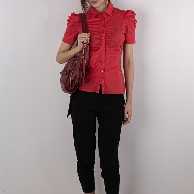 MISS SIXTY RED PUFF SLEEVE SHIRT