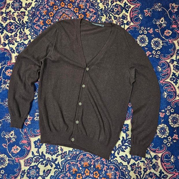 PRIVATE LIVES in Italy 캐시미어 울 혼방 브라운 가디건