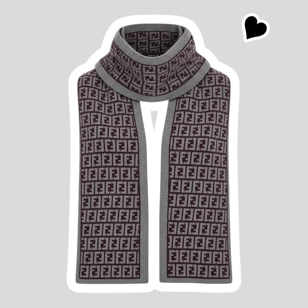 펜디 쥬카 버건디 그레이 머플러