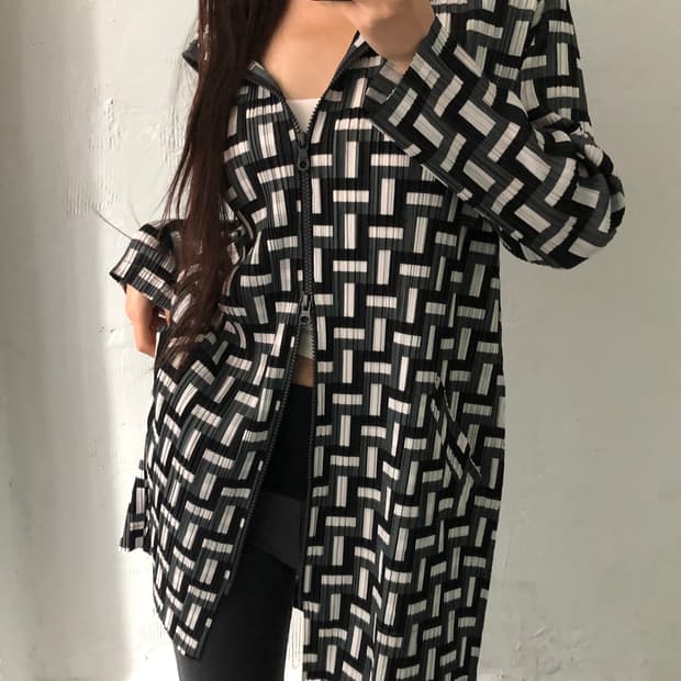 Pleats Please 플리츠플리즈 패턴 롱 투웨이 플리츠 가디건
