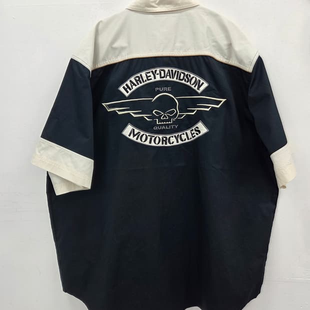 3XL 할리데이비슨 반팔 셔츠 블랙/베이지