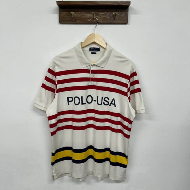 [XL] 폴로 랄프로렌 USA 스트라이프 폴로 셔츠 pk 반팔 카라티