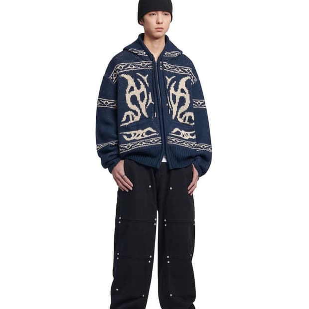 노매뉴얼 COWICHAN HOODED ZIP-UP NAVY M