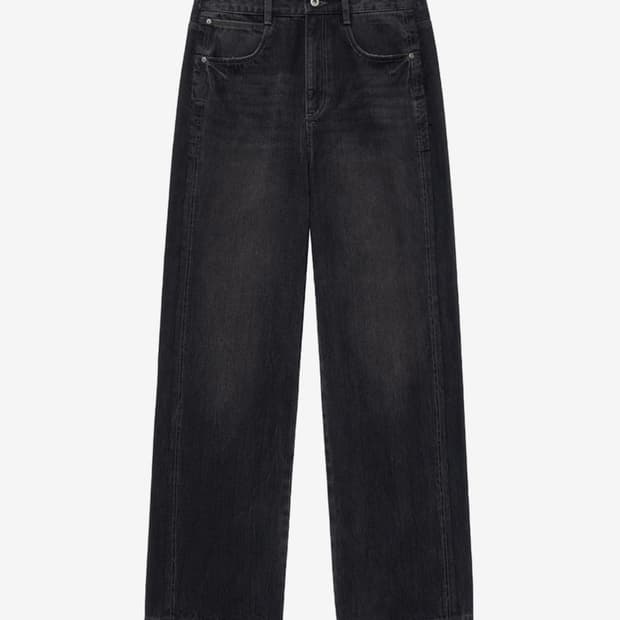 인사일런스 커티드 패널 데님 팬츠 WASHED BLACK M사이즈