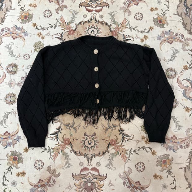 vtg y2k 프린지 크롭 버튼가디건