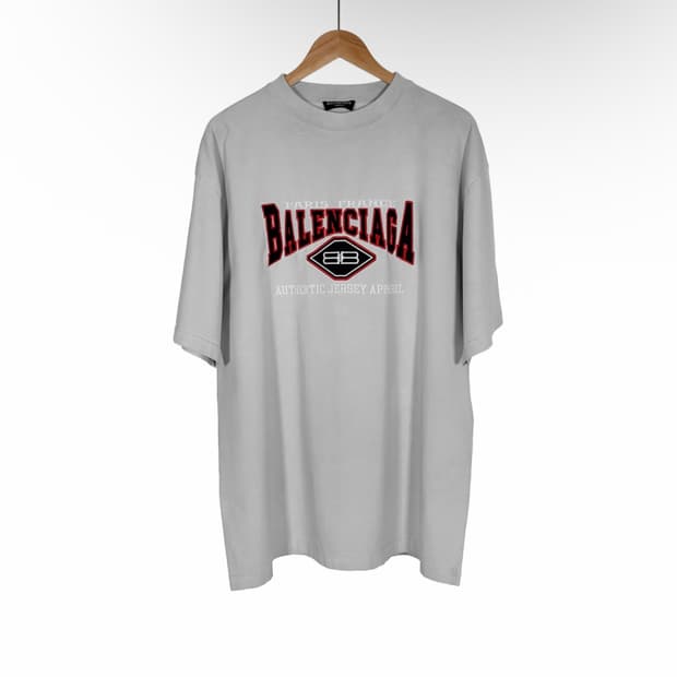 [L] 발렌시아가 남성 어센틱 자수 로고 오버사이즈 반팔 티셔츠 화이트