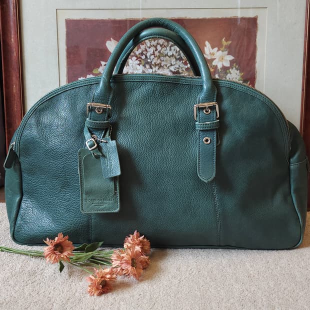 써로우 브레이스 에메랄드 레더 핸드메이드 트레블 보스턴 백