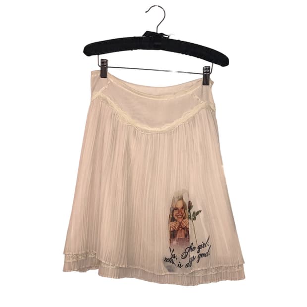 Ivory-pink lace midi sk