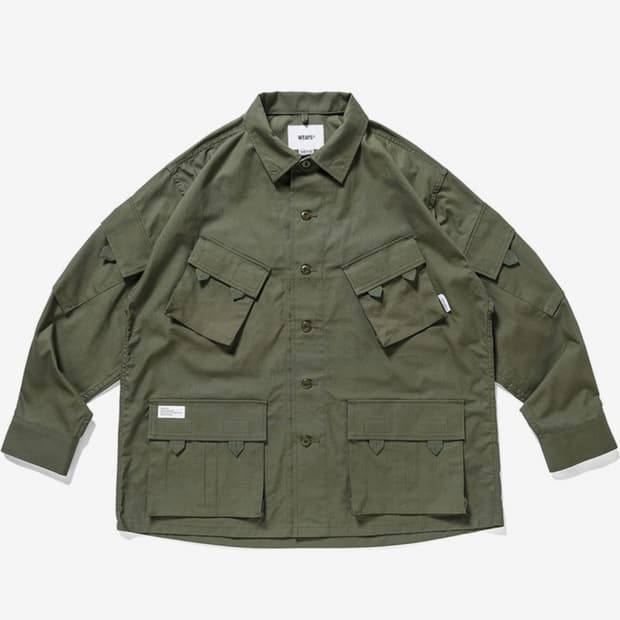 2) 더블탭스 유틸리티 립스탑 포켓 밀리터리 카모 자켓 오버사이즈