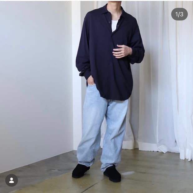 코모리 셔츠 23ss 네이비