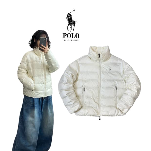 폴로 신형 포니 화이트 푸퍼 덕다운 패딩 화이트