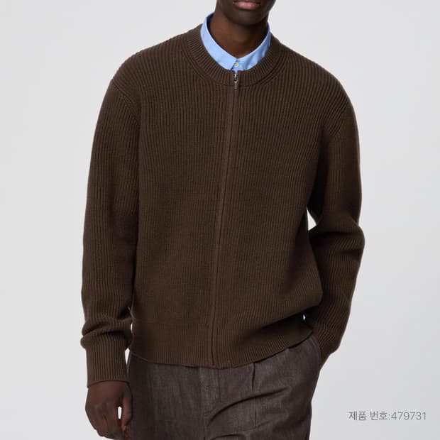 유니클로C 25fw 크루넥 풀집 가디건 M