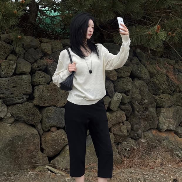 슬로우앤드 made 컴포터블 퍼펙트핏 카프리팬츠 블랙 롱버전