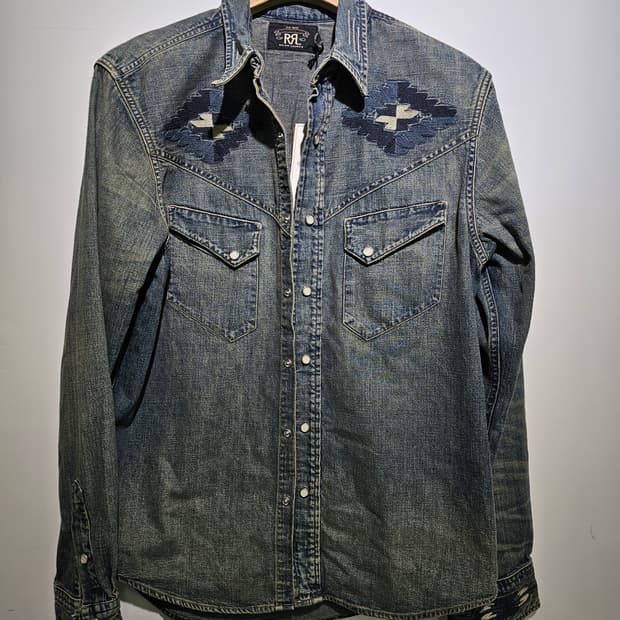 RRL 데님 웨스턴 셔츠 (웨스턴 요크 패턴)m